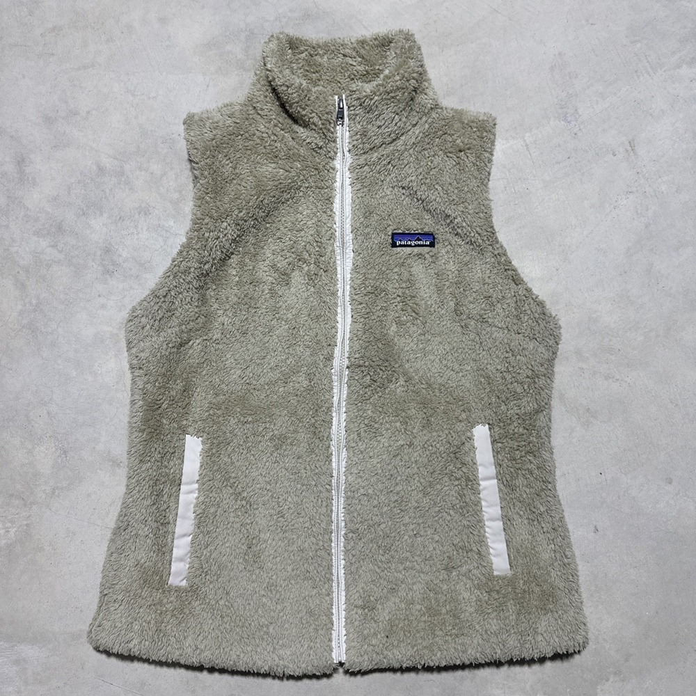 Patagonia Fleece Vest Women's SZ L Beige Sleeveless Full Zip Los Gatos Pile